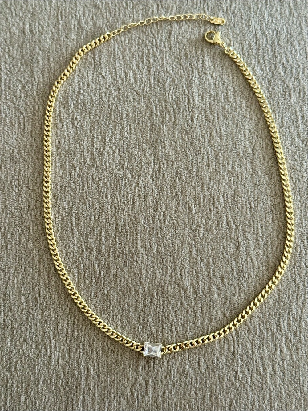 Cuban Link Chain with Emerald Cut Stone Center